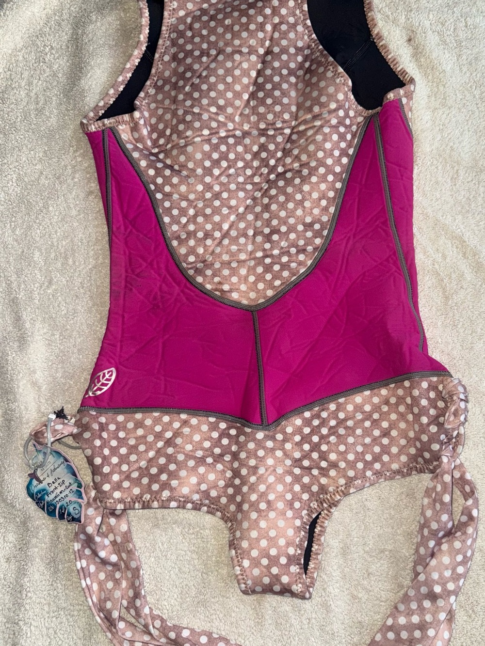 Sirensong wetsuit swim Polka Dot Pink One-Piece Swim Suit with Magenta Panel